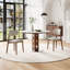 Ensemble de 4 chaises de salle à manger en bois massif, structure en noyer et assise rembourrée en chenille beige, chaises de style campagnard pour cuisine ou salle à manger, renforts métalliques en forme de X, montage facile