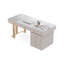 Bureau d'écriture de luxe avec plateau en pierre frittée, bureau d'ordinateur blanc moderne avec pieds en métal doré-631098391