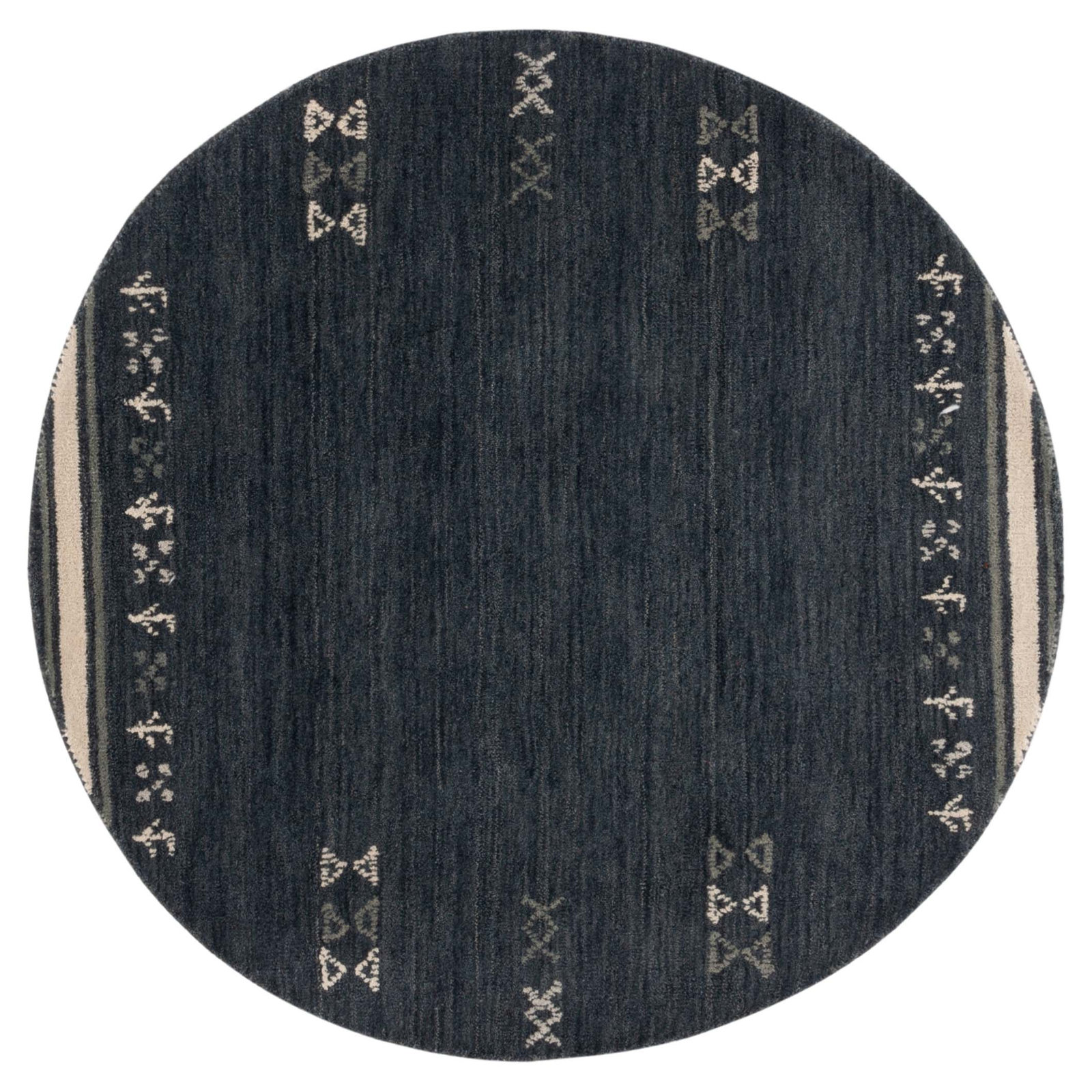Santiago Handmade Wool Charcoal Rug, Round 6'