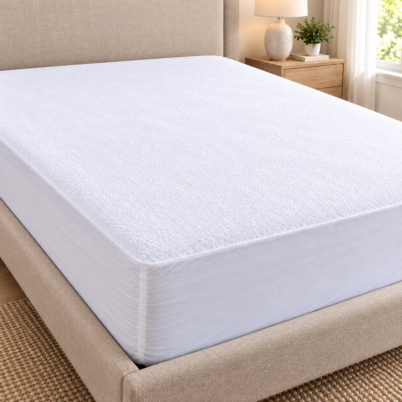 Protège-matelas ajusté et imperméable Continental Bedding Terry avec surface douce et respirante et poche profonde de 18 po
