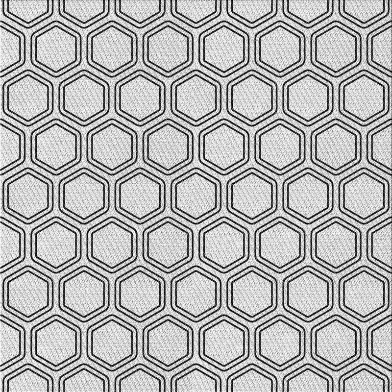 Tapis gris/zone noire à motifs Charlemont, Carré 6 pi