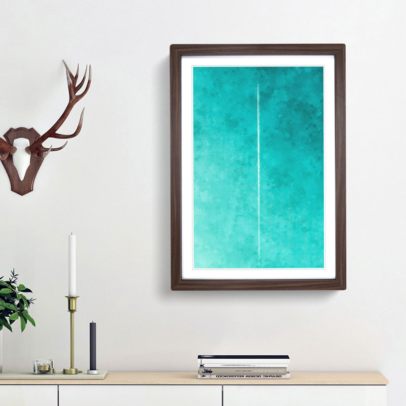 Plane In The Sky Painting - Single Picture Frame Print on MDF, 33cm H x 24cm W x 2cm D, Walnut Framed