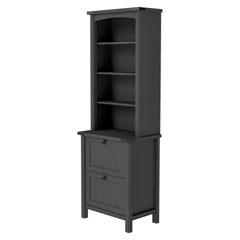 71'' Tall Standard Bookcase With 2 Drawers, Black