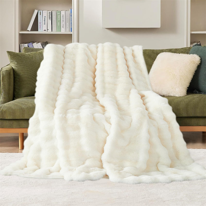 Ashritha Throw Blanket, White, 160cm x 100 cm