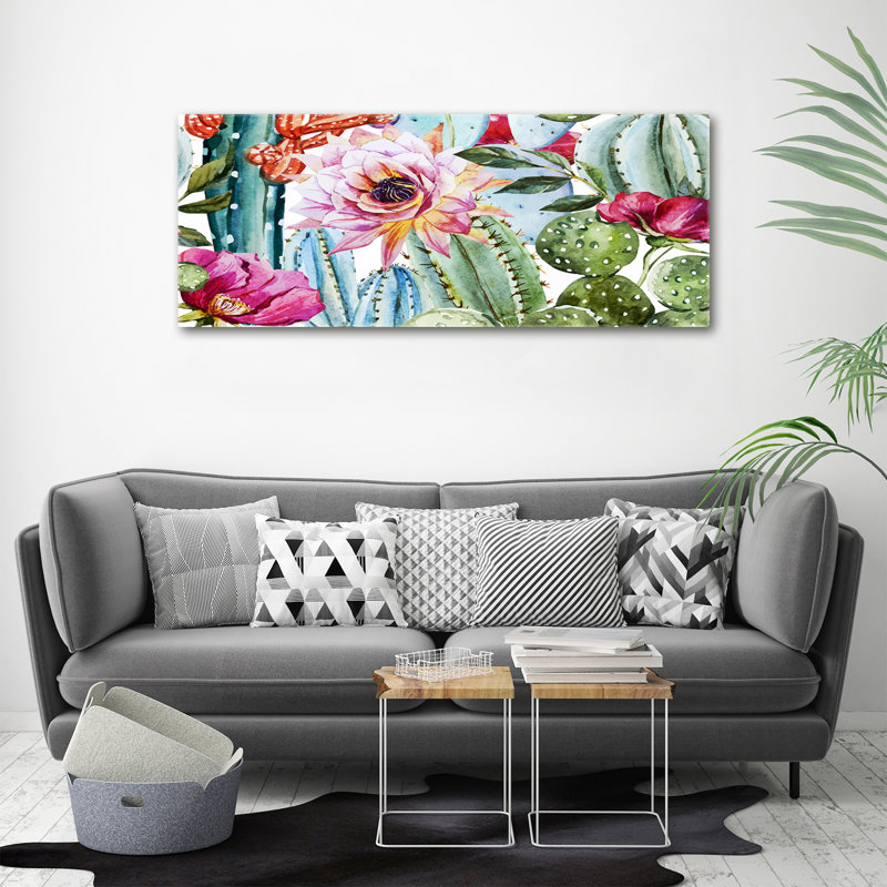 Cactuses And Flowers - Wrapped Canvas Print