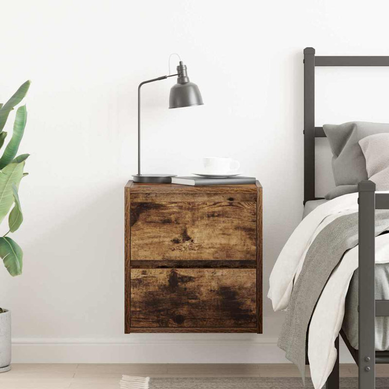 Wall-Mounted Bedside Cabinets 2 Pcs 38X34x40 Cm, Smoked Oak, 2