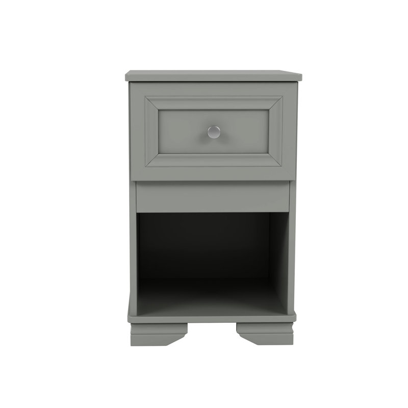Table de chevet pour chambre à coucher, look classique et rangement pratique, gris élégant rétro, Gris
