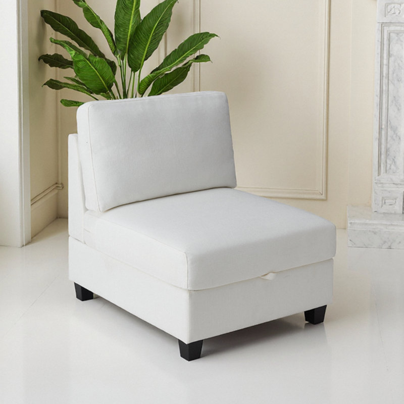 Canapé modulaire blanc 29,5 po avec rangement modulaire en tissu 29 po