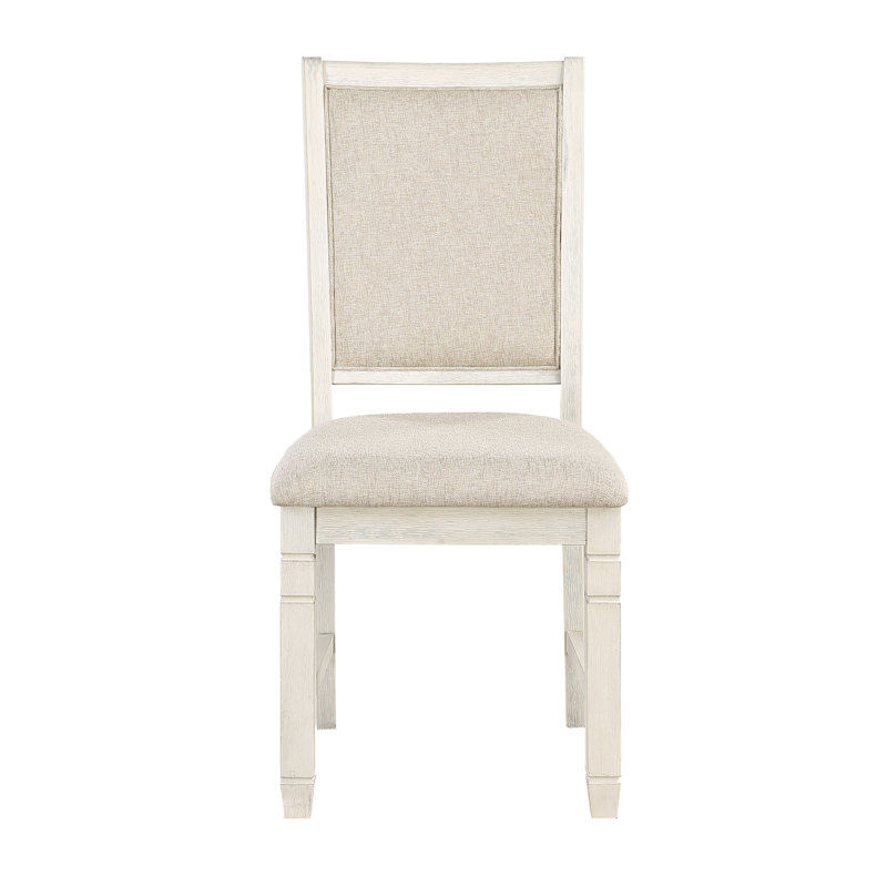 Ensemble de chaises de salle à manger rembourrées en tissu texturé blanc antique