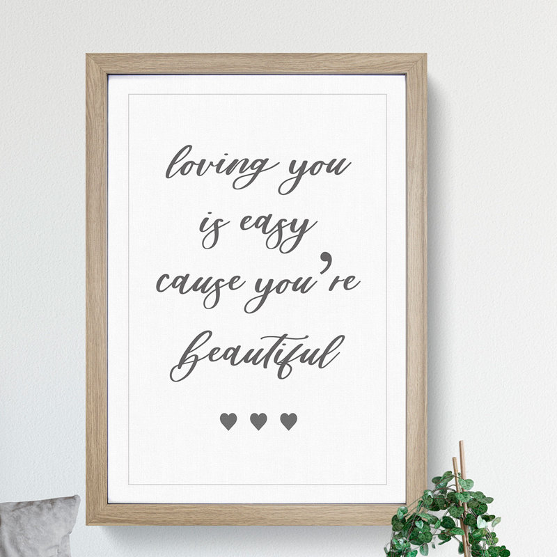 Loving You Is Easy - Picture Frame Typography, 48cm H x 36cm W x 2cm D, Black Framed