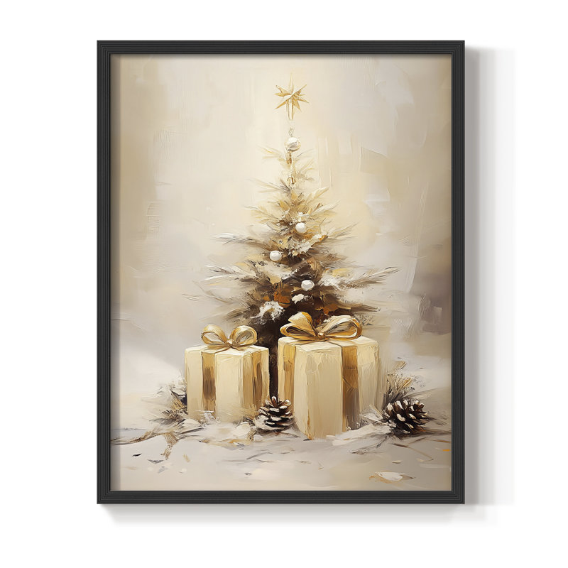 «Christmas Holiday Art», série 2-C XXVII, reproduction encadrée - bois massif, H 11 po x l 9 po, Noir, noir, noir, noir