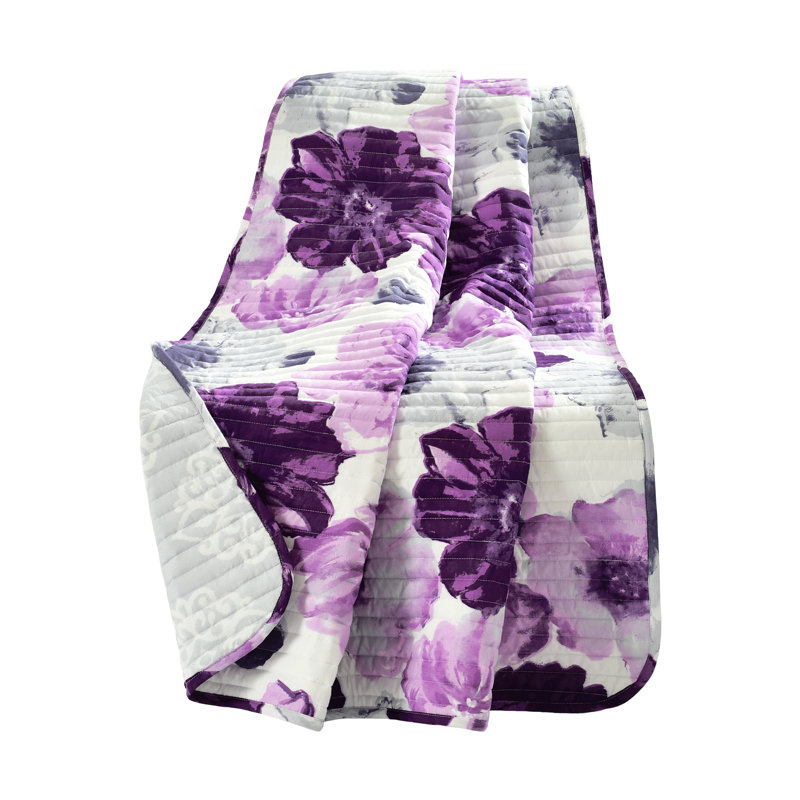 Jeté réversible à motif floral Lush Decor Leah, Gris / Mauve