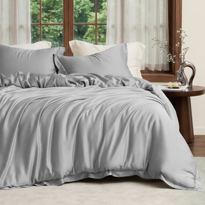 100% Tencel Lyocell Silky Soft Luxury Duvet Cover Set, Twin Size（Set of 2)