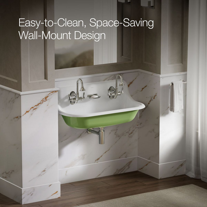 Brockway 36 In. Wall-Mount Utility Sink, White/Green