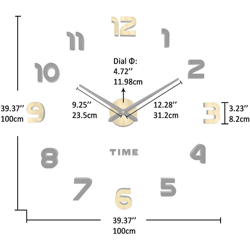 Acrylic Wall Clock, Black/Gold