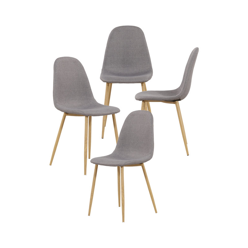 Chaise de salle à manger rembourrée en velours, Lin gris