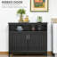 Buffet, armoire de cuisine, armoire à café avec 2 portes et tablettes réglables pour le vestibule, noir-2058975530