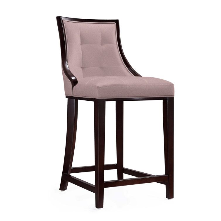 Upholstered Counter Stool with Solid Wood Frame