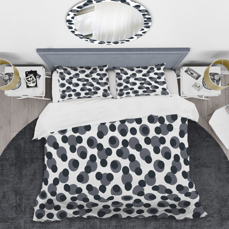 Ensemble de housse de couette en microfibre noir / blanc 3 pièces, Housse de couette simple + 1 taie décorative stan
