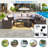 9-Piece Outdoor Half-Moon Wicker Conversation Sets With 1 Nesting Coffee Table And Tempered Glass Top