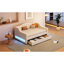 Beige Upholstered Twin Xl Daybed With Led Belt, 2 Drawers, And Frame For Rustic Home Linen Lighting, Wood Relaxing Bedroom