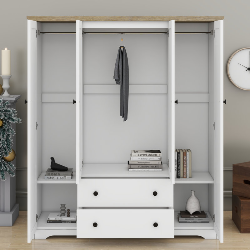 4 Door Wardrobe With 2 Drawers, White