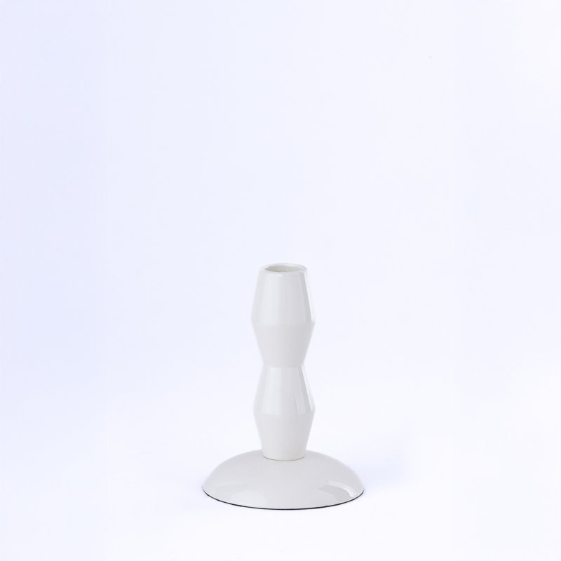 Porte-bougie en aluminium blanc brillant, H 6 po x l 4 po x P 4 po