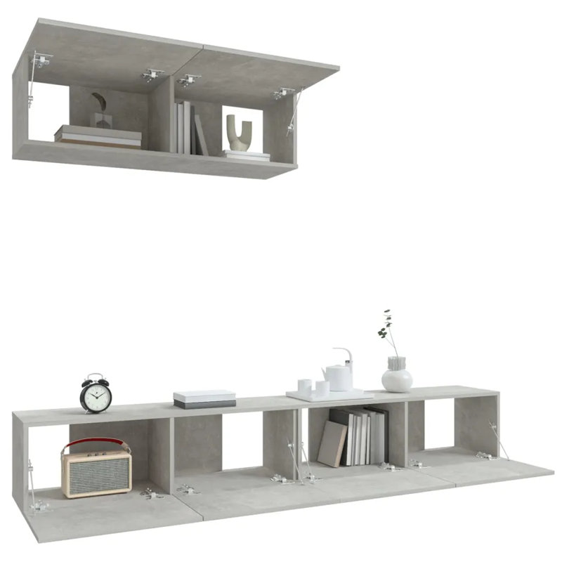 Kahden 3 Piece TV Stand for TVs up to 65", Concrete Grey, 100cm