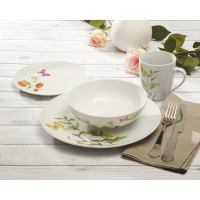 16 Piece Porcelain China Dinnerware Set - Service for 4