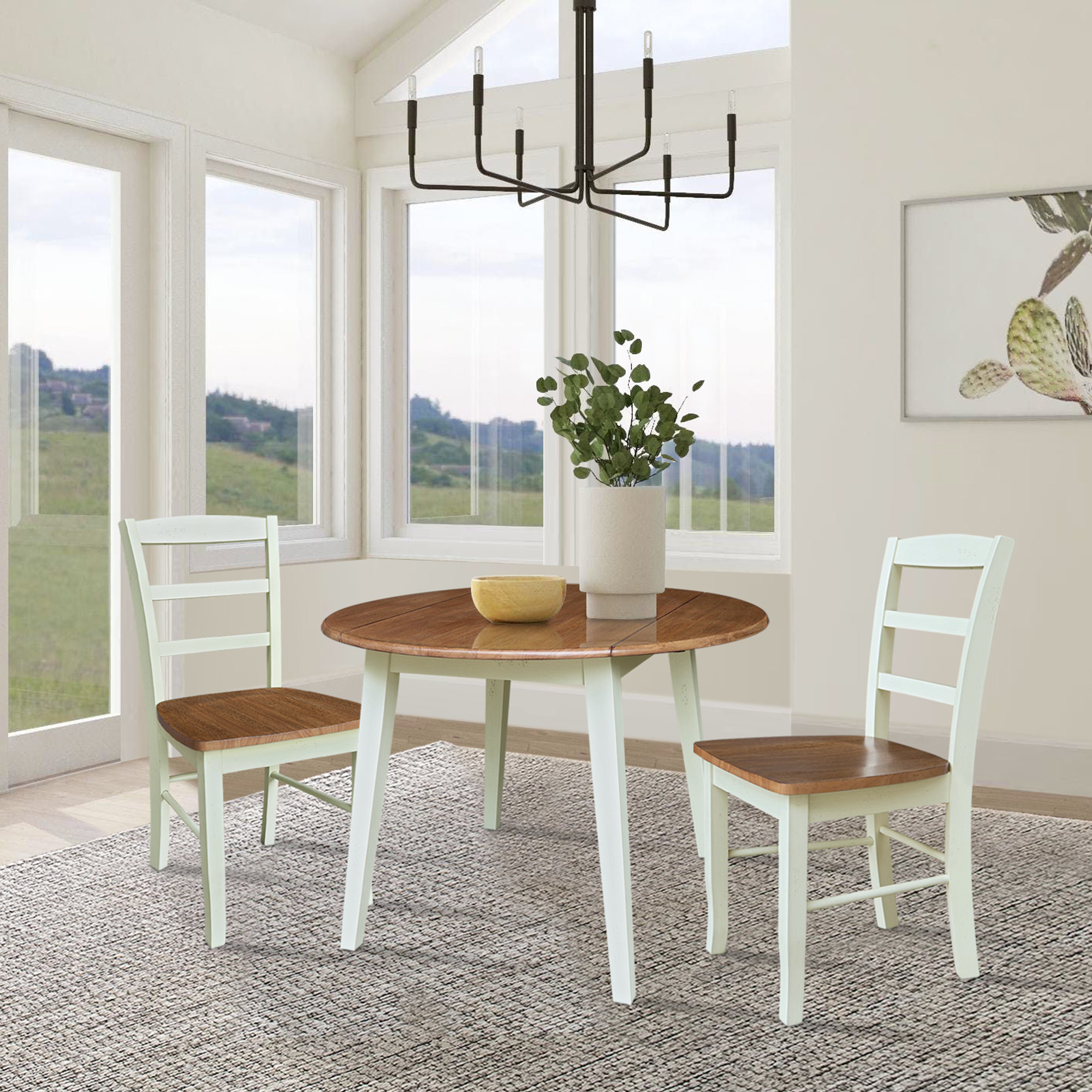 Ophelia & Co. Eddington Round Top Drop Leaf Solid Wood Dining Set | Wayfair