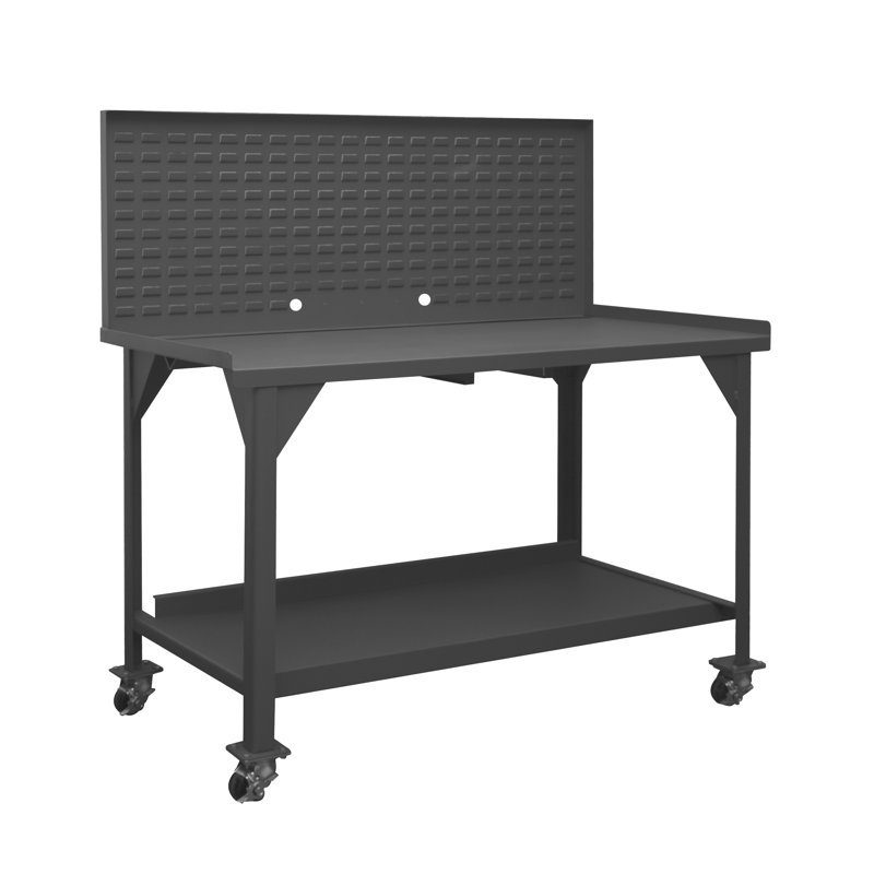 Steel Top Workbench with Wheels, 61.75" H x 60" W x 30" D