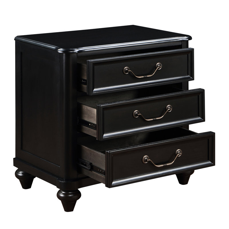 Table de chevet traditionnelle 3 tons brun foncé anthracite
