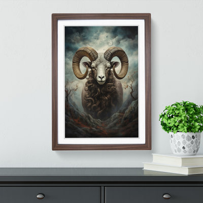 Ram Sheep Romanticism 1 Piece Single Picture Frame Wall Art