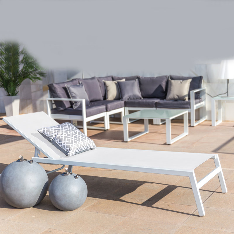 Zuckerman 199cm Long Reclining Single Chaise, White