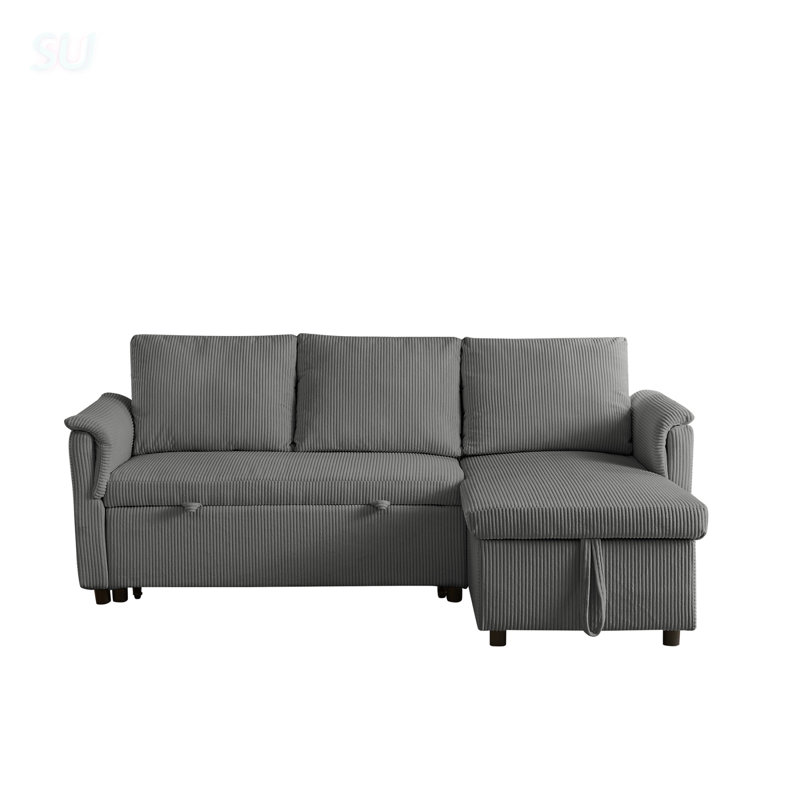 Canapé-lit modulaire luxueux en L, Gris