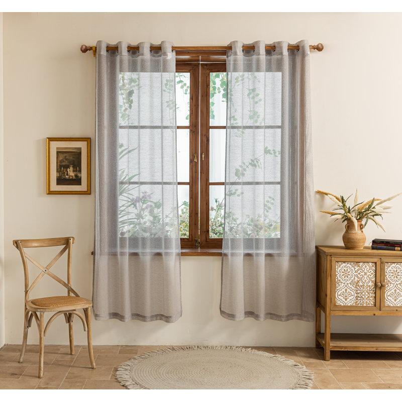 Light Filtering Polyester Back Tab Curtains Panel(Set of 2), White