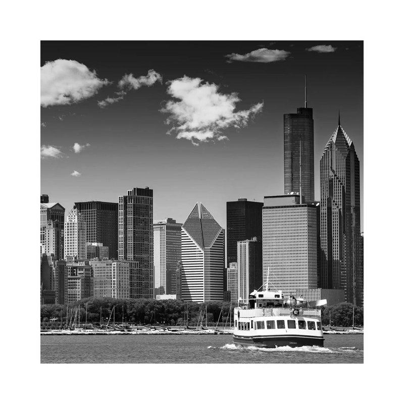 Chicago Skyline | Monochrome by Melanie Viola - Wrapped Canvas Print, 30.48 cm H x 30.48 cm W