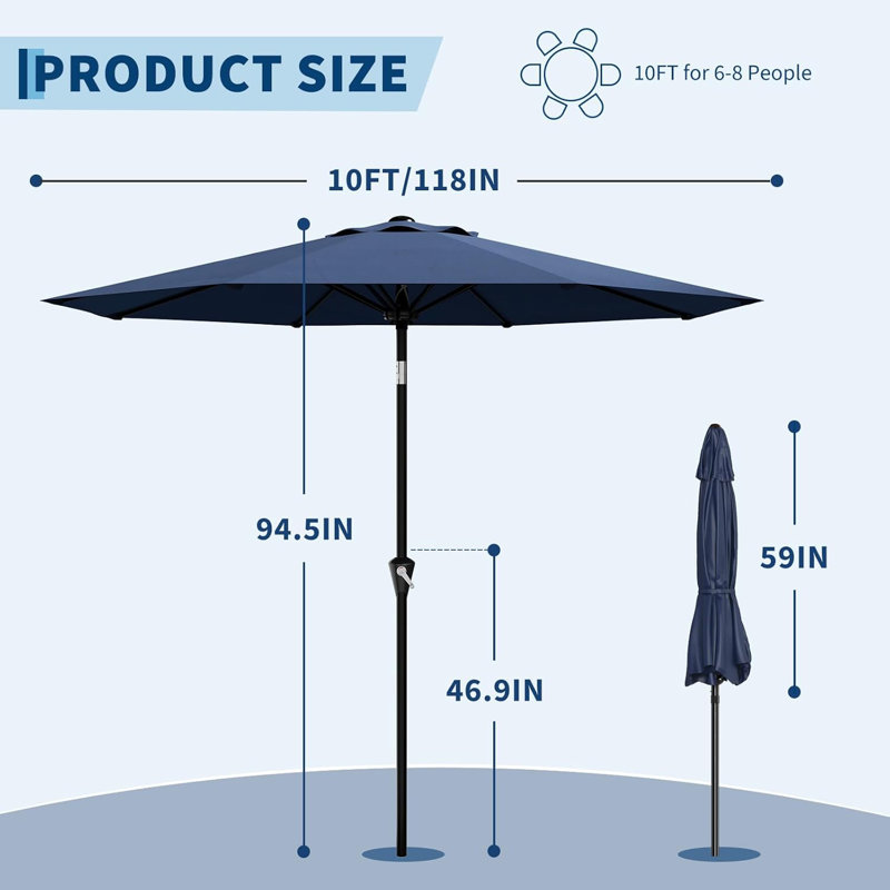 14cm Market Parasol, Navy