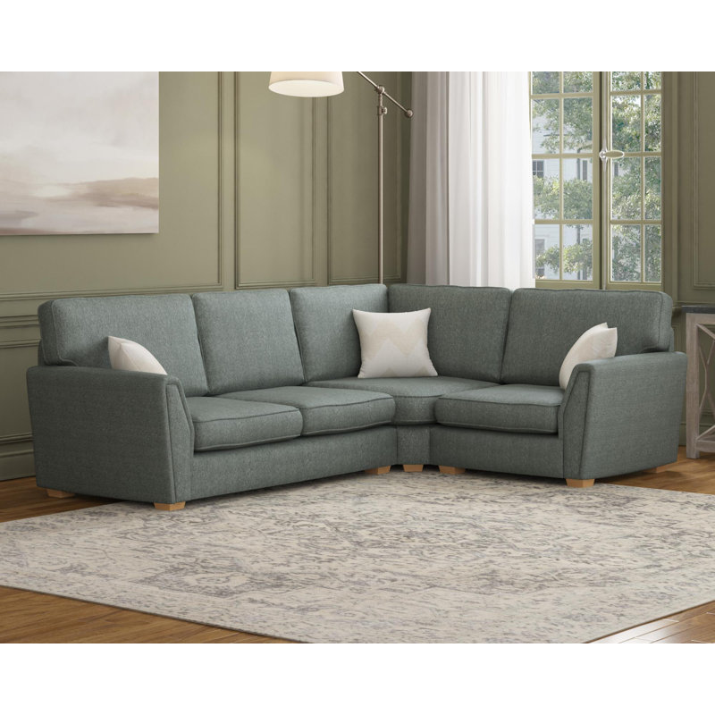 Wendleberry Corner with two seats, Fixed Back, Royal Blue Polyester, Left Hand Facing