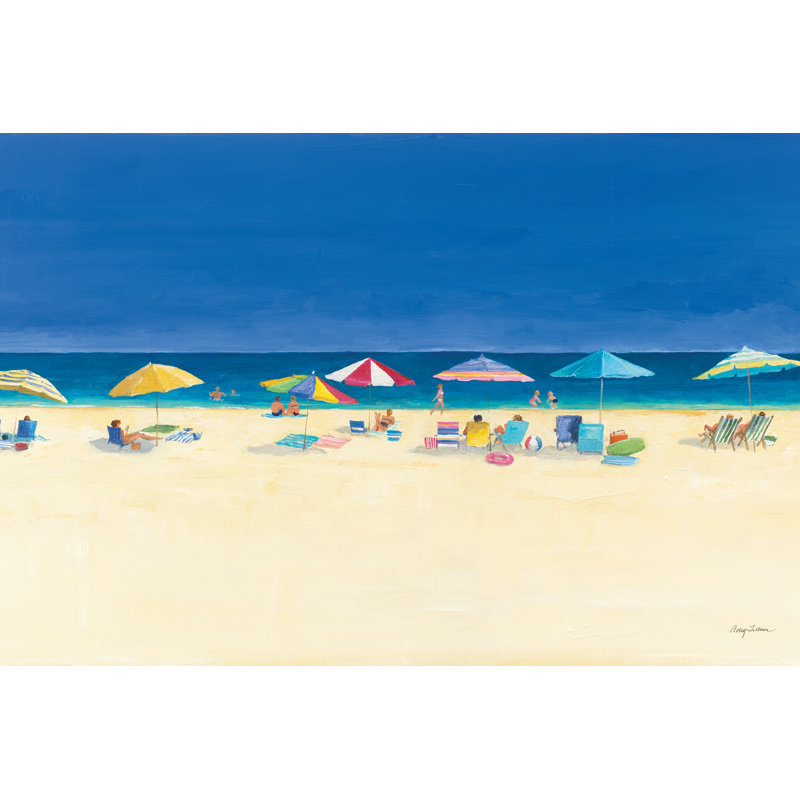 Jour à la plage par Avery Tillmon - peinture sur toile, Impression encadrée avec passe-partout, H 20 po x l 30 po, Érable