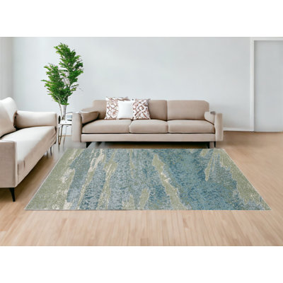 Tapis abstrait bleu et vert