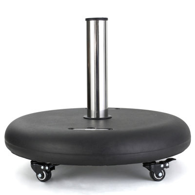 Porte-parapluies d'extérieur noir - acier inoxydable, base 21,74 po x 3,15 po pour l'extérieur