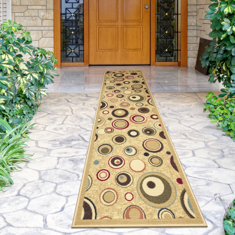 Machine Washable Non-Slip Rubberback Dot Area Rug For Living Room, Hallway, Runner 1'10" x 7'3"