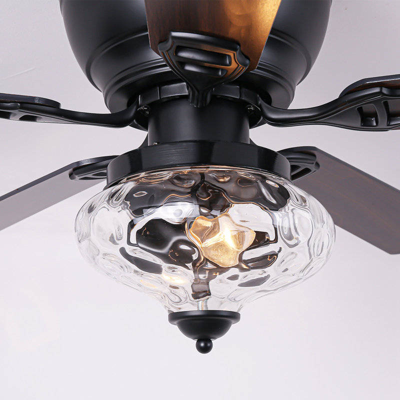 52" 5 - Blade Flush Mount Ceiling Fan with Light Kit and Remote Control