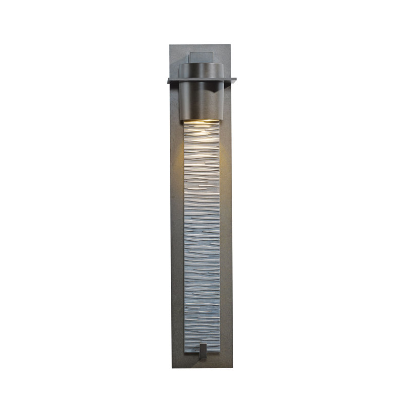 Airis Outdoor Flush Mount, Coastal Burnished Steel, Seeded Clear, 24.3" H x 5" W x 5.2" D