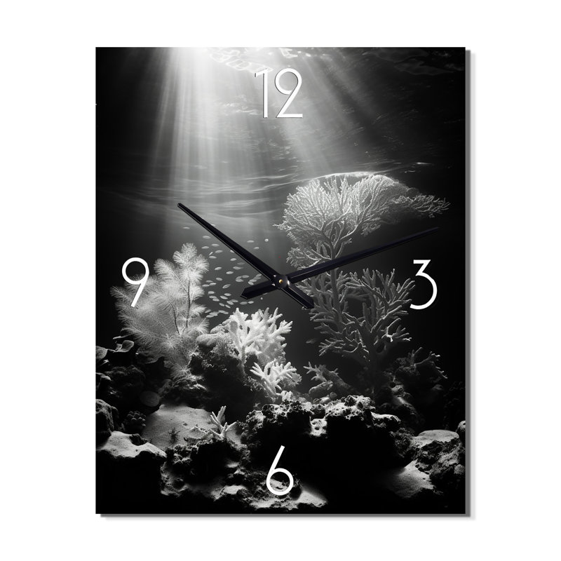 Horloge murale corail noir et blanc - Coastal Coral, Grand