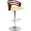 Elledie Adjustable Height Swivel Cream Faux Leather and Walnut Wood Bar Stool with Chrome Base