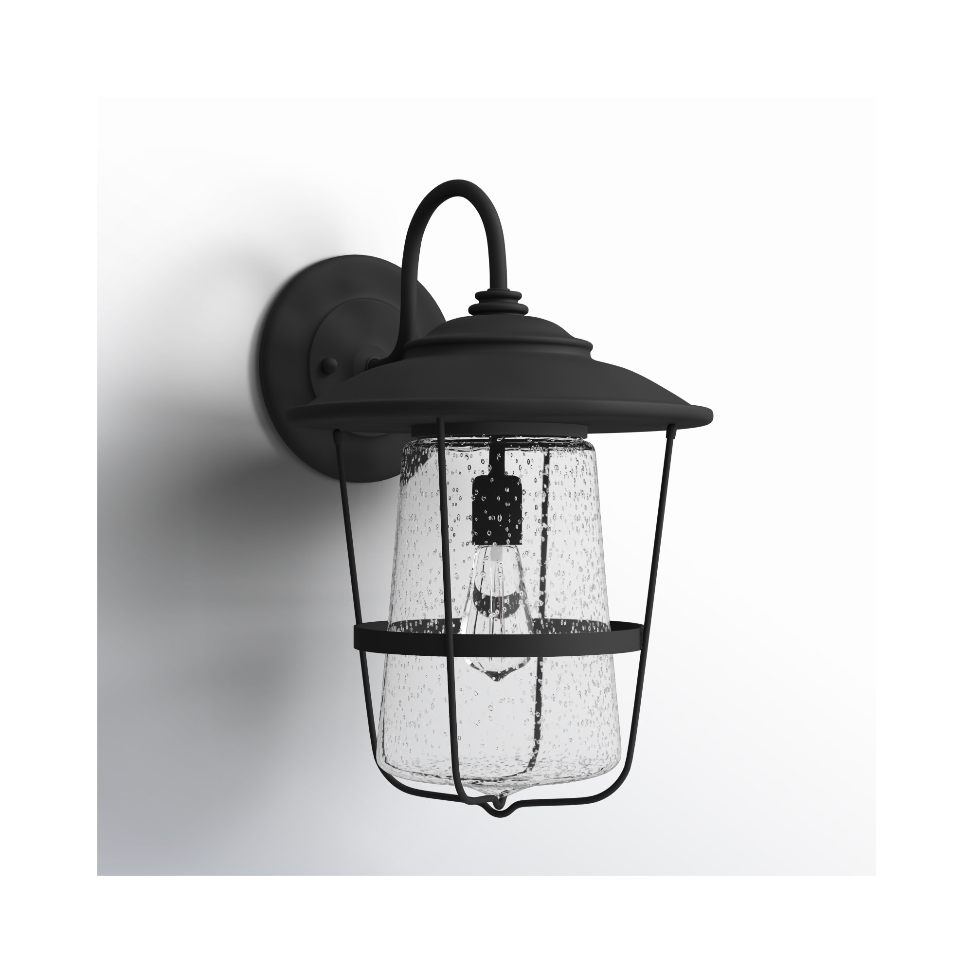 Single Light Empire Outdoor Wall Light, Black, 13"W X 18.5"H X 14.5"D