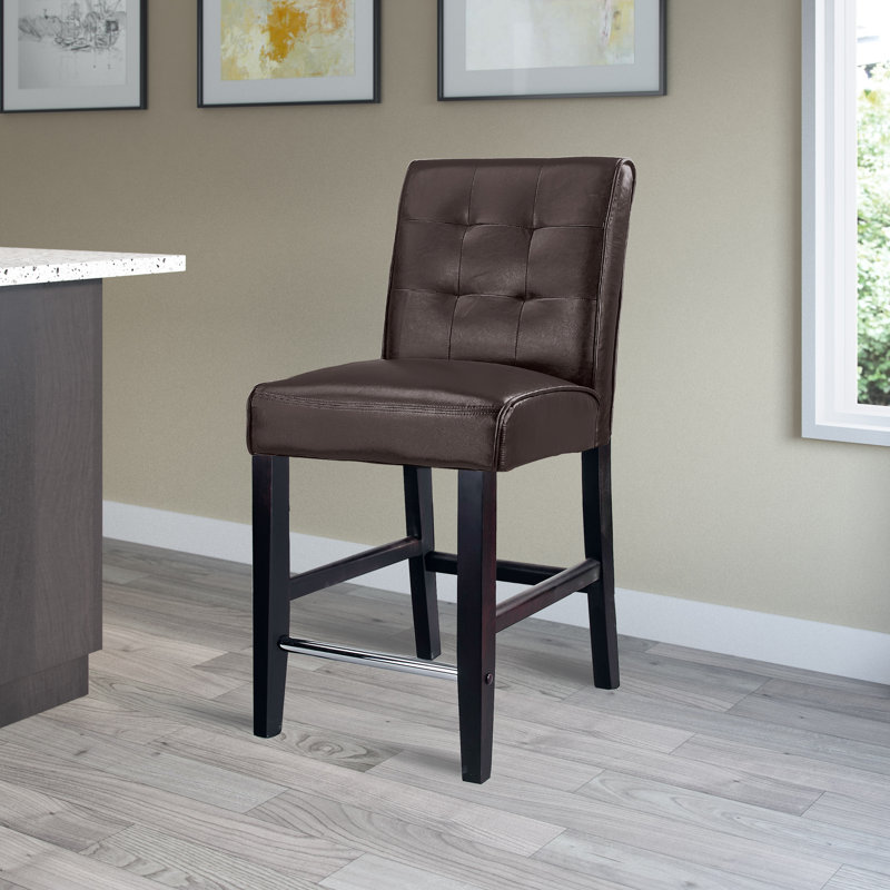 Bannie Upholstered Counter Stool, Dark Brown, Counter Stool (25" Seat Height)