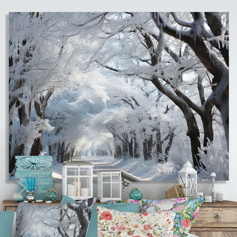 " Winter Frosty Forest I ", 16" H x 32" W x 1" D, Wrapped Canvas